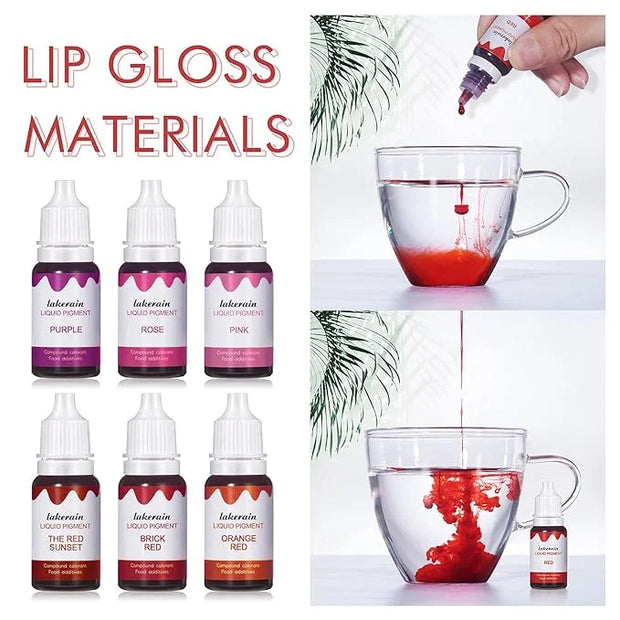 BONNIE CHOICE 12 Colors Liquid Lip Gloss Pigment Set, DIY Lipstick Liquid Pigment for Set Making Lip Gloss, DIY Lip Cosmet...