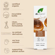 Dr. Organic Snail Gel Facial Serum | Hydrates and Restores Skin, Reduces Fine Lines, Natural, Certified Organic, Paraben &...