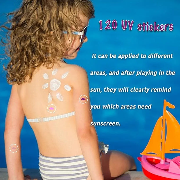 120 Count UV Stickers for Sunscreen Reapply Reminder - Waterproof UV Detection Stickers, Know When to re-Apply Sunscreen, ...