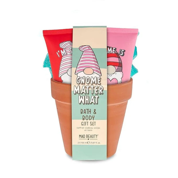 MAD BEAUTY Gnome Matter What Body Trio, 3-in-1 Bath Kit: Body Wash, Body Lotion, & Exfoliating Loofah, Refreshing Cedarwoo...