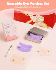 4 Pairs Reusable Under Eye Wrinkle Patches Silicone Mask, Plump Fine Lines & Wrinkles, with Metal Eye Cream Applicator, Ti...