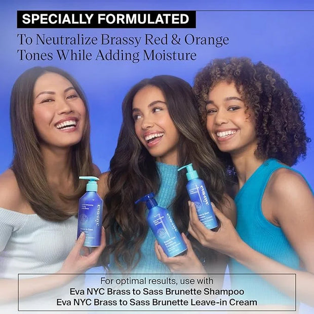 Eva NYC Brass to Sass Brunette Conditioner, Blue Conditioner for Brassy Hair, Neutralizes Brassy Red and Orange Tones, 8.8...