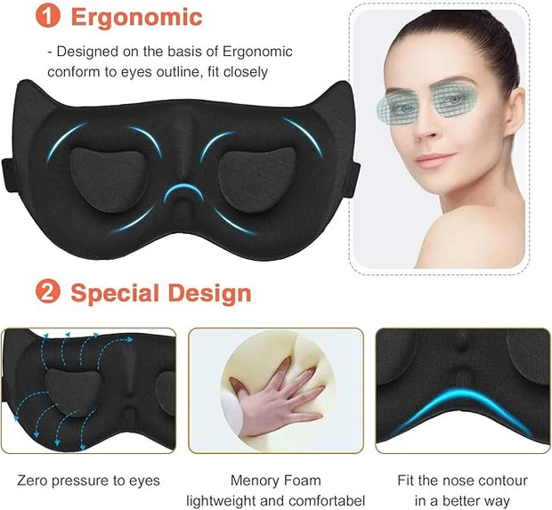 Cute Sleep Eye Mask for Kids, 3D Contoured Cup Sleeping Mask & Blindfold, Concave Molded Night Sleep Mask, Block Out Light...