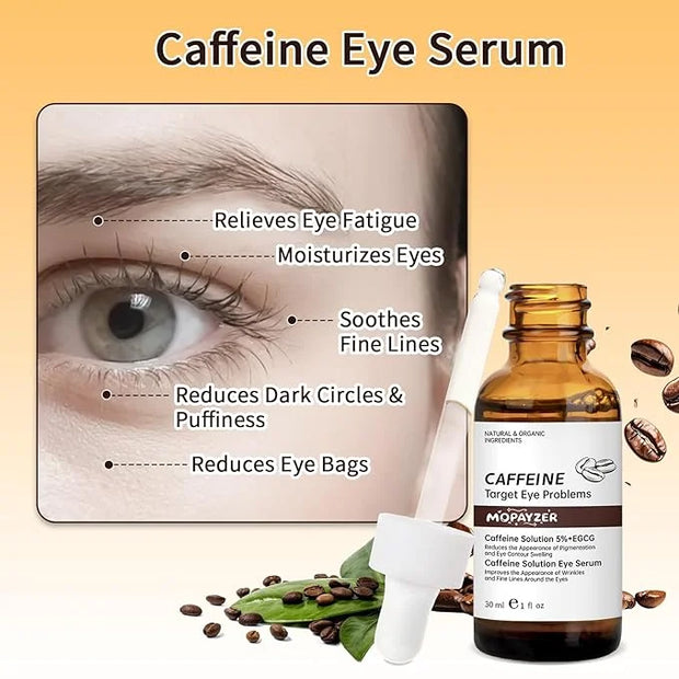 Caffeine Solution 5% + EGCG, Caffeine Eye Serum For Moisturizing, Targets Dark Circles & Puffiness, 2 PCS Natural Under Ey...