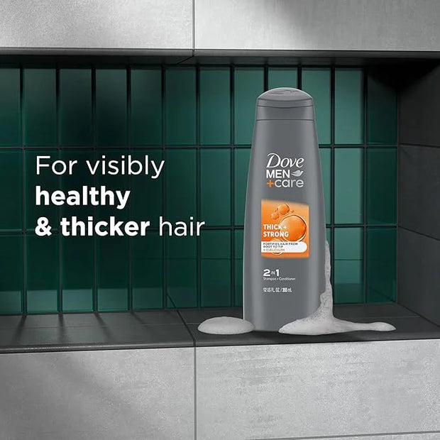 DOVE MEN + CARE Fortifying 2 in 1 Shampoo and Conditioner for Resilient and Thicker Hair Thick and Strong with Caffeine He...