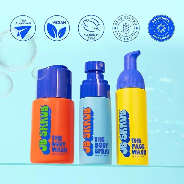 The Junior Travel Trio - Complete Skin Care Set for Kids, Tweens & Teens: Hydrating Body Wash, Refreshing Body Spray, & Ge...