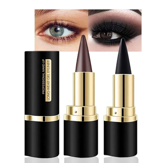Kaely 2Pcs Black Brown Gel Eyeliner Pencil, Natural Black Eyeliner Cream for Waterline, Crayon Eye Liner Waterproof Smudge...