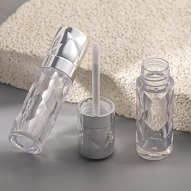 silver Empty lip gloss tubes with wand prismatic Lipgloss tube containers for lip oil packing - Product Image