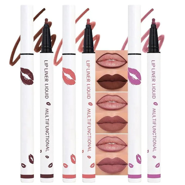 2Pcs Longwear Liquid Lip Liner Stain Marker Pen Set Long Lasting Waterproof, Maroon Mauve Purple Dark Red Brown Matte 24 H...