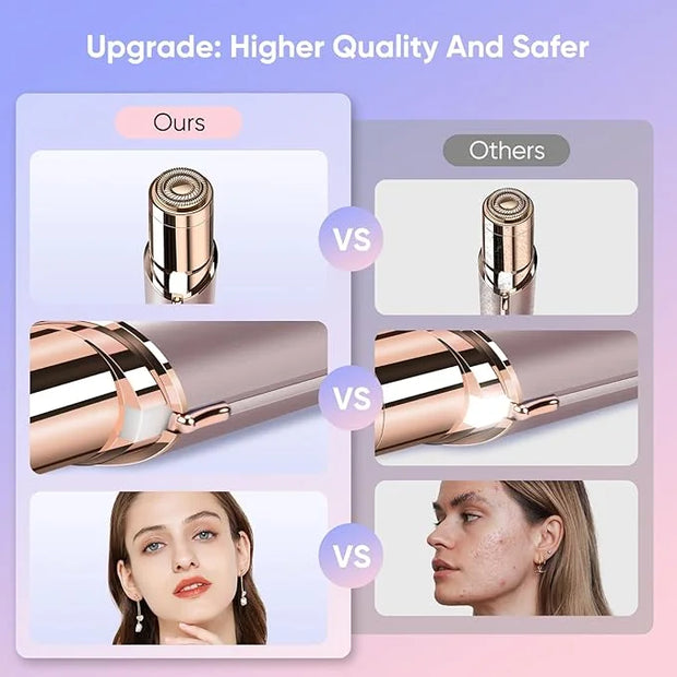 Facial Hair Remover for Women, Painless Womens Facial Hair Remover with 2 Replacement Heads, Lipstick-Sized, USB Rechargea...