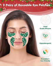 2 Pairs Reusable Under Eye Wrinkle Patches Silicone Mask, Plump Fine Lines & Wrinkles, with Metal Eye Cream Applicator, Ti...