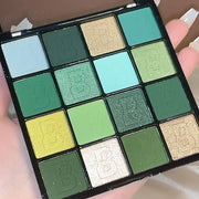 St Patricks Day16 Colors Green Glitter Matte Eyeshadow Makeup Palette,Forest Green Yellow Colorful Eye Shadow Plattet High...