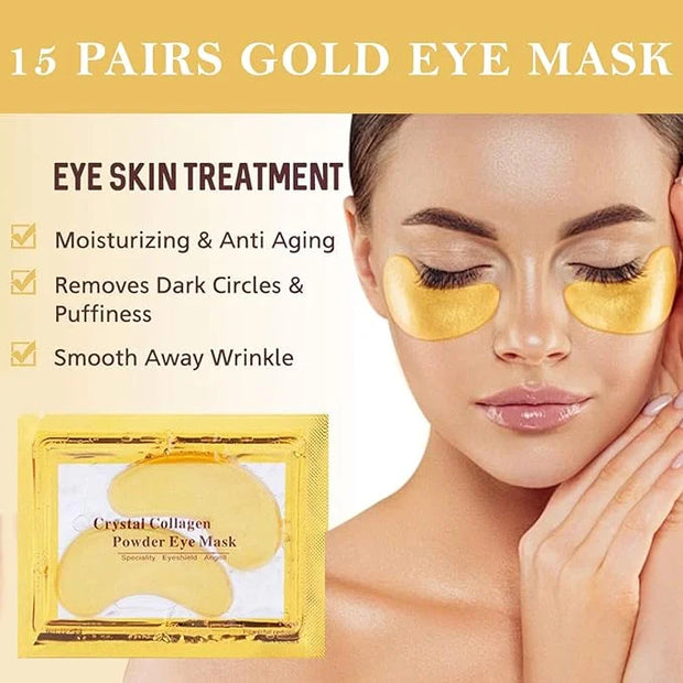 30 Pairs Lip Mask & Eye Mask, 24K Gold Gel Collagen Eye Pads for Puffy Eyes, Effectively Moisturizing the Lip & Eye Skin, ...