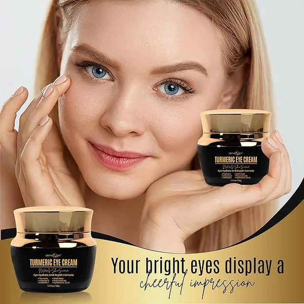 Turmeric + Vitamin C Eye Cream & Peptide Eye Gel – Hydrating & Soothing Formula for Under Eye Care, Puffiness & Fine Lines...