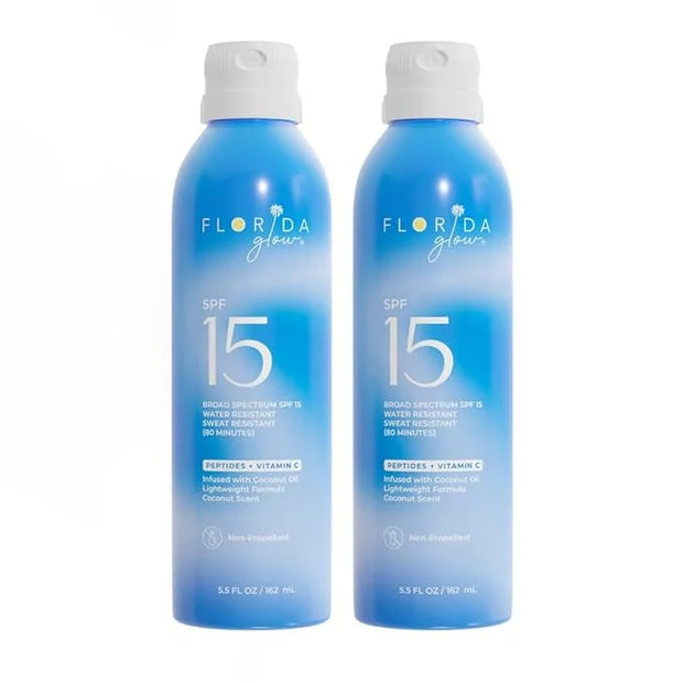 Florida Glow SPF 15 Sunscreen Spray - Hawaii 104 Reef Act & Florida Keys Compliant, Broad Spectrum - Water Resistant, Spor...