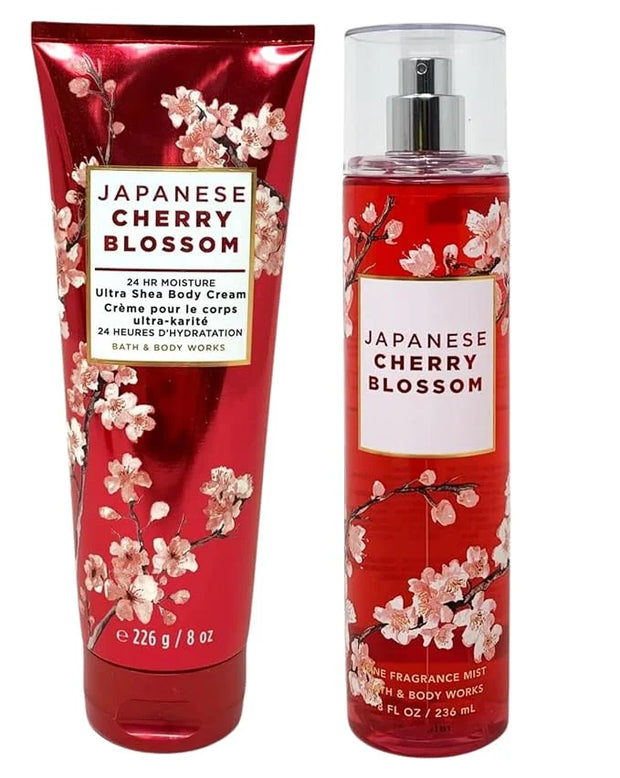 Bath & Body Works Fine Fragrance Mist & Ultra Shea Body Cream Japanese Cherry Blossom 2 Piece Set Full Size 8oz. - Product...