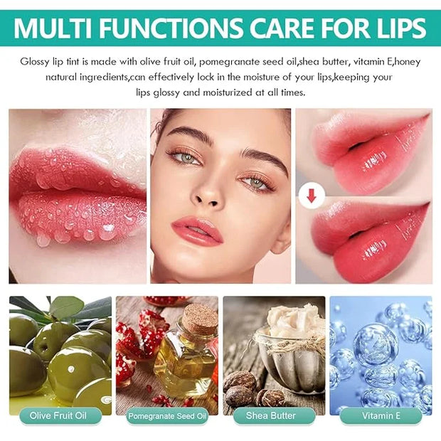 2 Colors Hydrating Lip Gloss,Lip Plumper Gloss,Moisturizing Glossy Transparent Lip Tint Care Lip Chapped Dead Skin Natural...