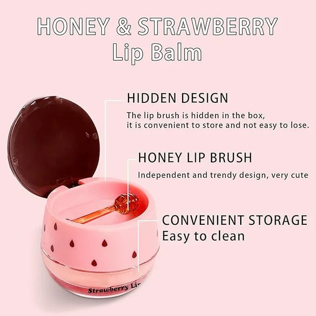 2PCS Lip Mask Overnight, Honey&Strawberry Moisturizing Exfoliator