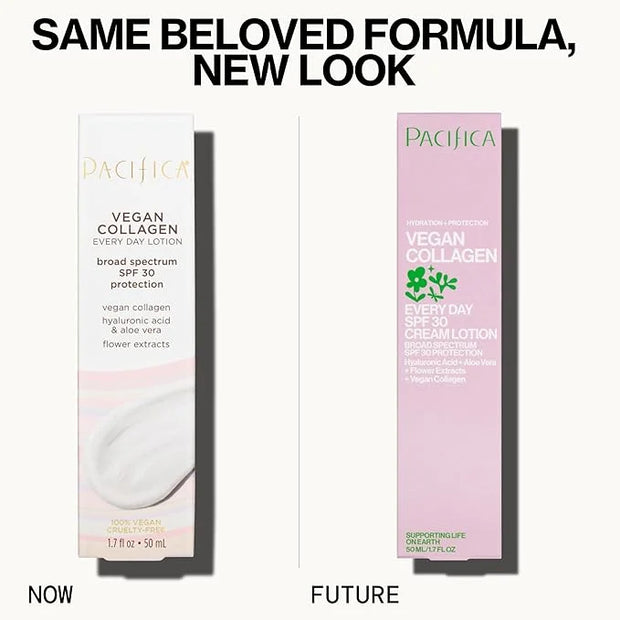 Pacifica Face Moisturizer - Vegan Collagen Face Lotion SPF 30 Broad Spectrum Sunscreen Every Day Face Lotion, UVA/UVB Prot...