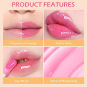evpct 3Pcs Peach Aloe Vera Avocado Mini Clear Color Changing Lip Oil Tinted Lip Gloss Set for Women Girls Lip Balm Tint St...