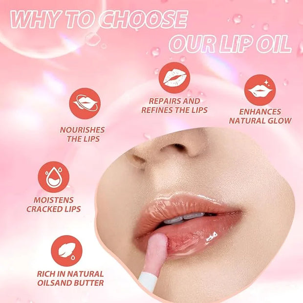 LANGMANNI Moisturizing Lip Oil,No-Sticky Lip Gloss Lip Balm Lip Care,Fruit Flavoured Lip Oil For Dry Lip's Moisturizing Hy...