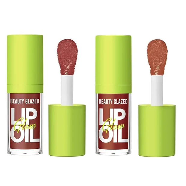 Beauty Glazed Big Brush Head Lip Oil, Ultra-Hydrating & Nourishing, Smooth Glossy Finish Lip Glow Oil, Shiny and Vegan Tin...
