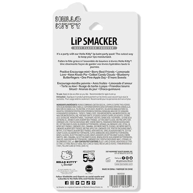 Lip Smacker Hello Kitty 50th Anniversary 8-Piece Lip Balm Party Pack - Super Sweet Flavors, Moisturizing, Sweet Silky Smoo...