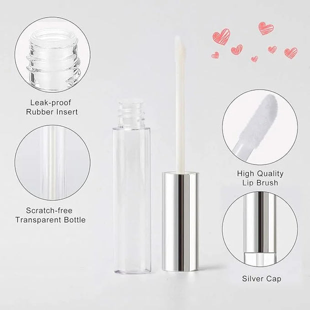 GTHER 10PCS 10ML Empty Lip Gloss Containers Tube with Wand, Refillable Lip Balm Bottles, Lipstick Sample Container and Fun...