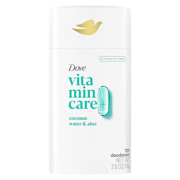 Dove VitaminCare+ Aluminum Free Deodorant Stick Coconut Water & Aloe for 72H Odor Protection Breathable Deodorant for Wome...