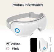Eye Massager with Heat and Music, Heated Eye Mask with Bluetooth 180°Folding 5-Mode Voice Announcement Heating Massage for...