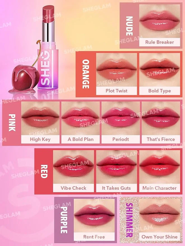 SHEGLAM Mirror Kiss High-Shine Lipstick Silky Jelly Texture Hydrated&Smooth Lip Gloss-Rent Free - Product Image