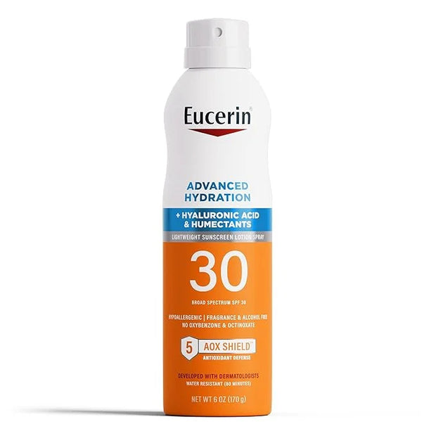 Eucerin Advanced Hydration SPF 30 Sunscreen Spray, Lightweight Sunscreen Lotion Spray, Hypoallergenic, Fragrance Free and ...