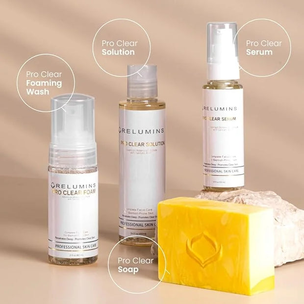 Relumins Pro Clear Skincare Set, Advanced Botanical Formula with Salicylic Acid, 4-in-1 Complete Clear Skin System to Cont...