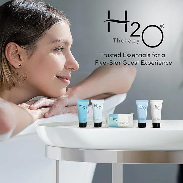 H2O Therapy Hotel Soaps & Toiletries Bulk Set | 1-Shoppe Amenities Kit | 0.85oz Shampoo & Conditioner, Body Wash, Lotion, ...