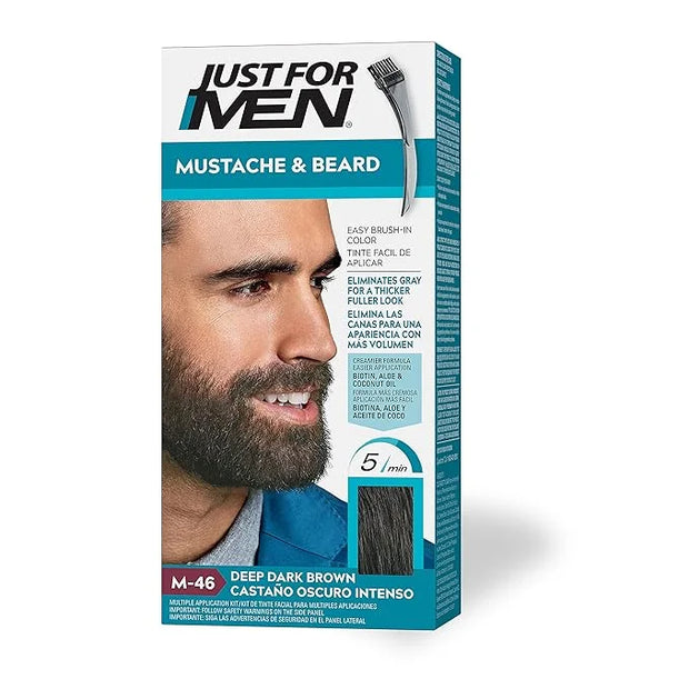 Just For Men Mustache & Beard, Beard Dye for Men with Brush, With Keratin Biotin Aloe and Coconut Oil for Healthy Facial H...
