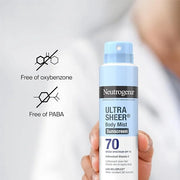 Neutrogena Ultra Sheer Body Mist Sunscreen Spray, Broad Spectrum SPF 70, Lightweight Spray Sunscreen, Non-Greasy & Water R...