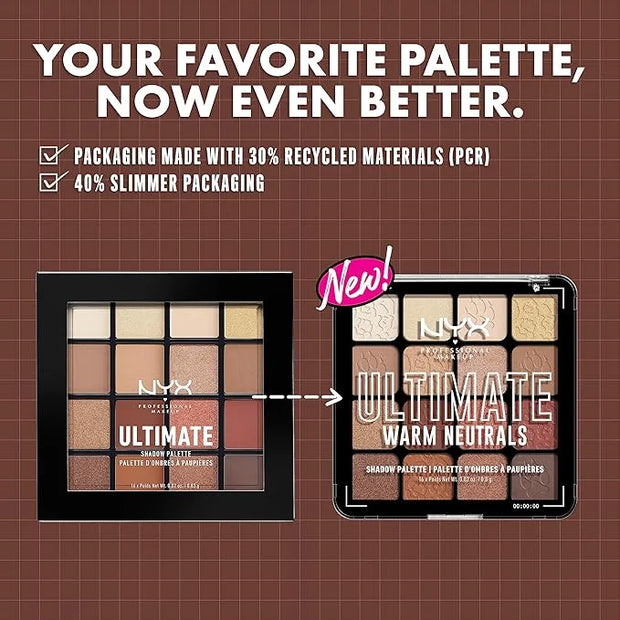 NYX PROFESSIONAL MAKEUP, Ultimate Shadow Palette, Eyeshadow Palette - Warm Neutrals - Product Image
