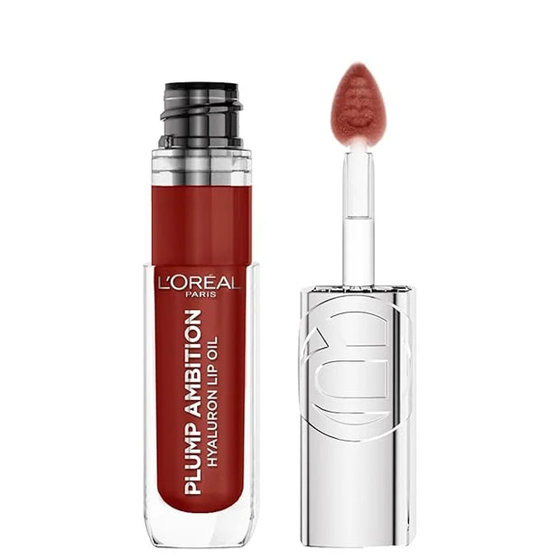 L'Oreal Paris Plump Ambition Hyaluron Lip Oil, 24 HR Lip Gloss with Hyaluronic Acid, Volumizing Formula with Glass-Like Sh...