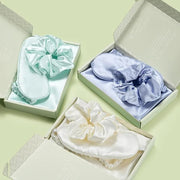 Vegan Silk Sleep Set, Silky Pillowcase with Large Scrunchie and Eye Mask for Hair and Skin, Self Care Essential Satin Nigh...