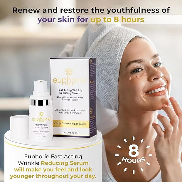Euphorie Rapid Reduction Eye Serum - Advanced Formula - Anti Aging Serum Visibly Reduces Under-Eye Bags, Wrinkles, Fine Li...