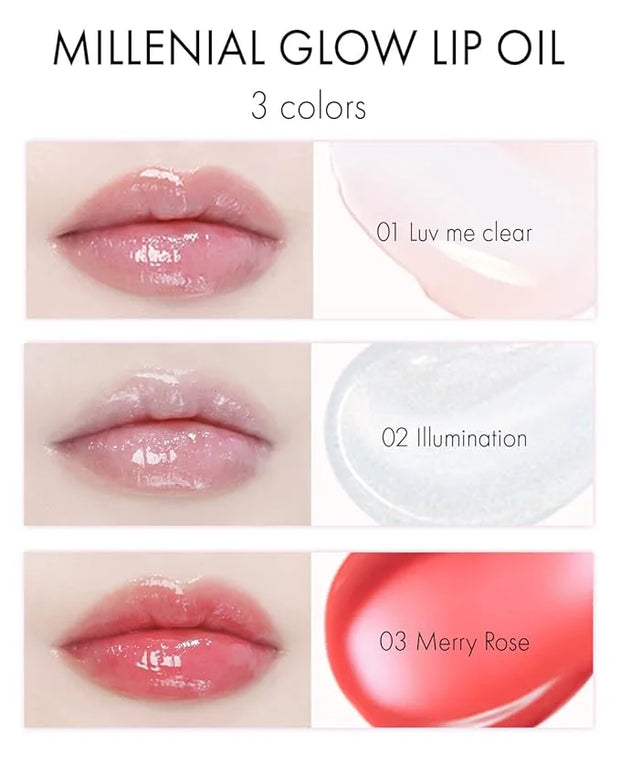 VIDIVICI Millennial Lip Oil #03 Merry Rose - Non-Sticky Dewy Gloss for Moisturized & Voluminous Lips - Natural Rosy Red Co...