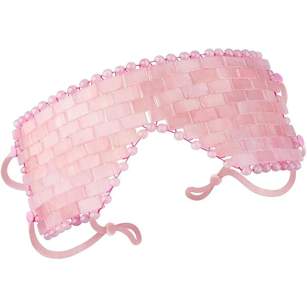 Rose Quartz Eye Mask - with Adjustable Strap for face 100% Natural Gemstone Jade Sleep Mask for Hot & Cold Anti Aging Ther...