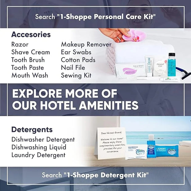 Terra Pure Desert Breeze Hotel Soaps & Toiletries Bulk Set | 1-Shoppe Amenities Kit | 1oz Shampoo & Conditioner, Body Wash...