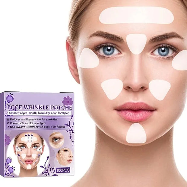 100 Pcs Face Tape for Wrinkles Lasting Face Lift Tape Overnight Invisible Silicone Face and Forehead Wrinkle Patches Neck ...