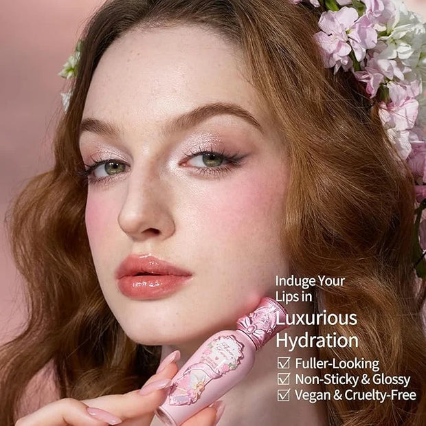 Flower Knows Midsummer Fairytales Lip Gloss-Glowy Moisturizing Coating Lip Lacquer-Hydrating Tinted Lip Oil for Girls&Wome...