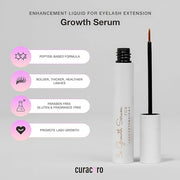 Curacoro 3x Growth Serum For Lash Extension, Peptide Enhancing Solution for Natural Lashes, Lash Extensions & Eyebrows, Ey...