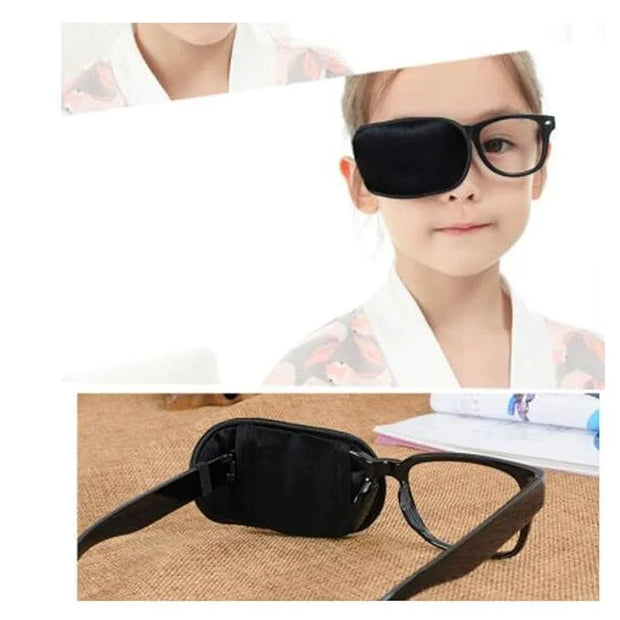 Adult/Kids Silk Glasses Eye Mask Amblyopia Strabismus Lazy Eye Patches Treat Lazy Eye and Strabismus(Black) - Product Image