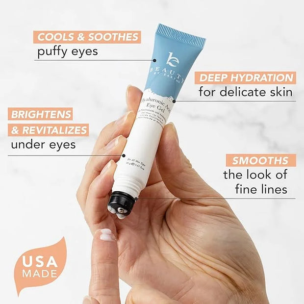 Hyaluronic Acid Eye Cream - USA Made with Natural & Organic Ingredients, Cooling Under Eye Gel & Brightener, Dark Circles ...