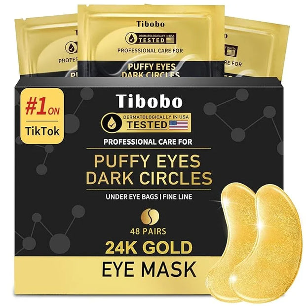 Under Eye Patches (48 Pairs) - 24K Gold Eye Masks Enriched with Abundant Collagen | Diminish Dark Circles and Puffiness | ...