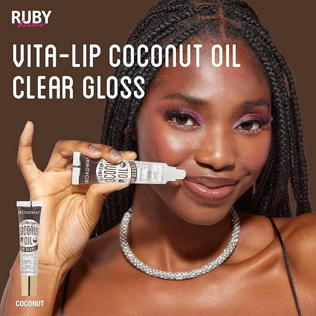 Ruby Kisses Broadway Vita-Lip Clear Lip Gloss (Coconut Oil 12 Pack), Ultra-Hydrating & Soothing Formula with Vitamin Oils,...
